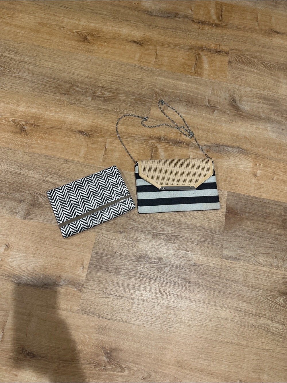 Stella & Dot Black/White Striped Clutch AND Forever 21 black/white clutch
